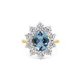 Oval Aquamarine & Diamond Daisy Ring