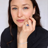 Oval Blue Sapphire Trefoil Ring