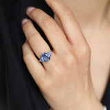 Oval Blue Sapphire Trefoil Ring