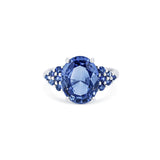 Oval Blue Sapphire Trefoil Ring