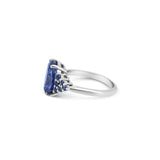Oval Blue Sapphire Trefoil Ring