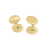 Star Set Gold Oval Double Sided Cufflinks