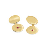 Star Set Gold Oval Double Sided Cufflinks