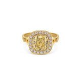 Yellow Diamond and Halo Ring