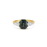 Teal Sapphire And Diamond Trilogy Ring