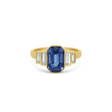 Cornflower Blue Sapphire and Baguette Diamond Ring