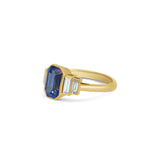 Cornflower Blue Sapphire and Baguette Diamond Ring