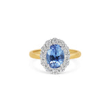 Cornflower Blue Sapphire And Diamond Cluster Ring