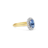 Cornflower Blue Sapphire And Diamond Cluster Ring