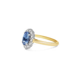 Cornflower Blue Sapphire And Diamond Cluster Ring