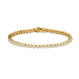 14 Karat Yellow Gold Ribbon Set Diamond Tennis Bracelet