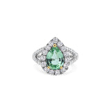 Pear Tsavorite & Diamond Halo Ring