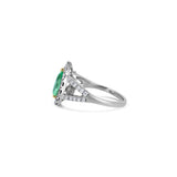 Pear Tsavorite & Diamond Halo Ring