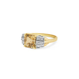Yellow Sapphire and Diamond Shield Ring