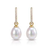 Freshwater Pearl Drops & Gold Huggie Hoop Earrings