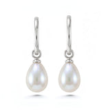 Freshwater Pearl Drops & White Gold Huggie Hoops