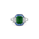 Tsavorite, Sapphire & Diamond Target Ring