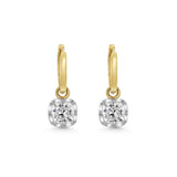 Georgian Cut Diamond Drop Hoop Earrings