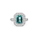 Emerald & Diamond Octagonal Halo Ring