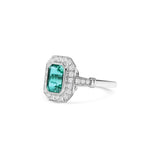 Emerald & Diamond Octagonal Halo Ring