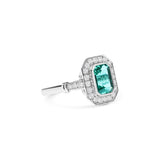 Emerald & Diamond Octagonal Halo Ring