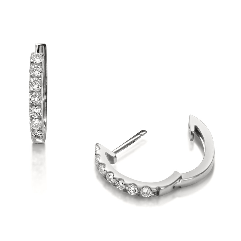 White Gold Diamond Huggie Hoops