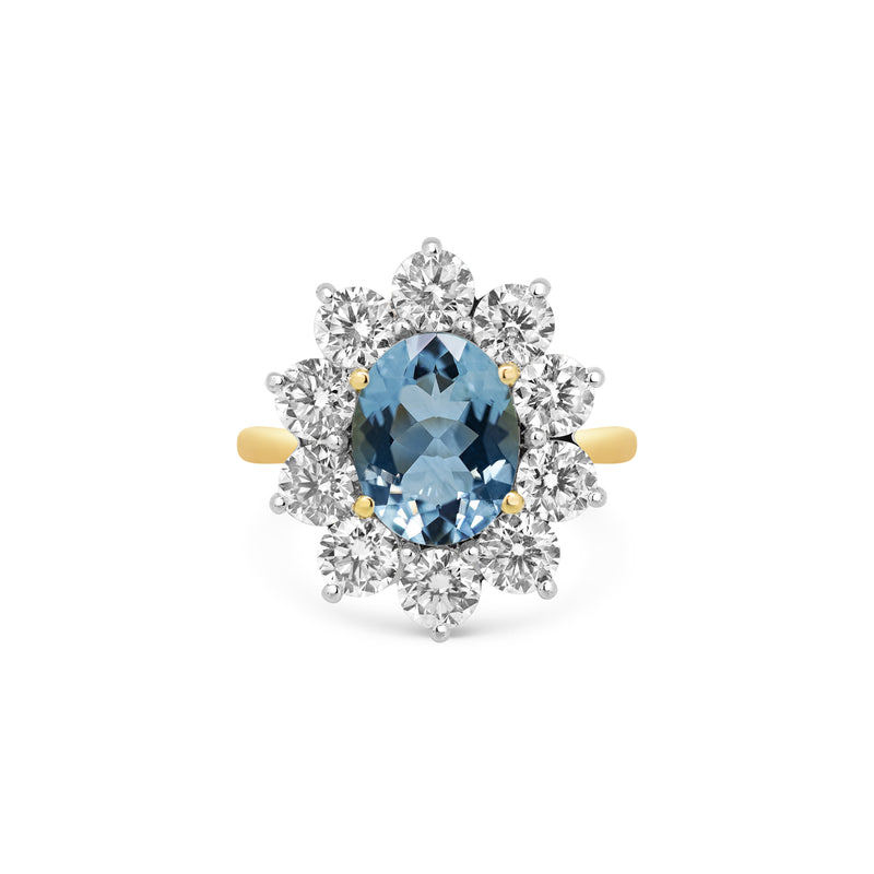 Oval Aquamarine & Diamond Daisy Ring