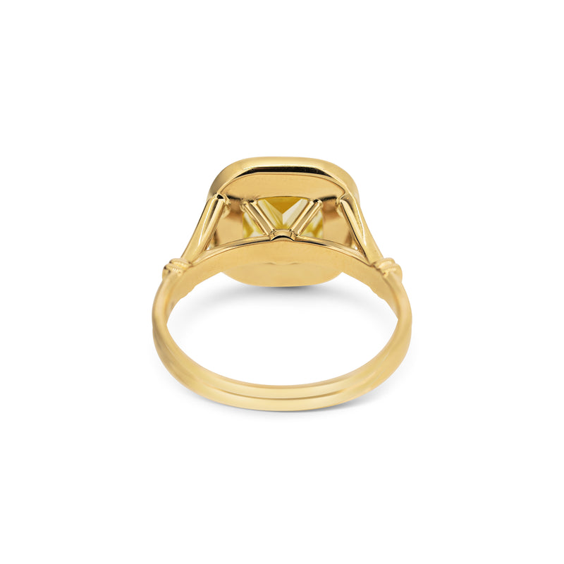 Yellow Diamond and Halo Ring