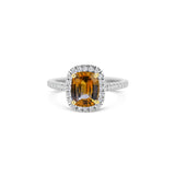 The Bicolour Orange Sapphire & Diamond Halo