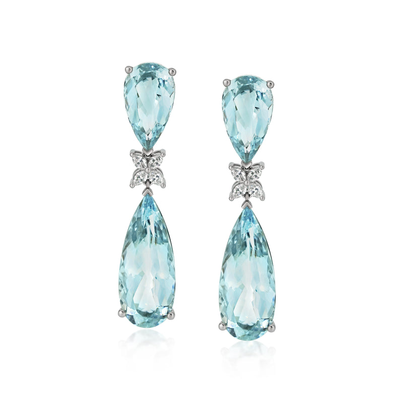 Aquamarine and Diamond Earrings