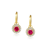 Rubellite Drops & Gold Huggie Hoops