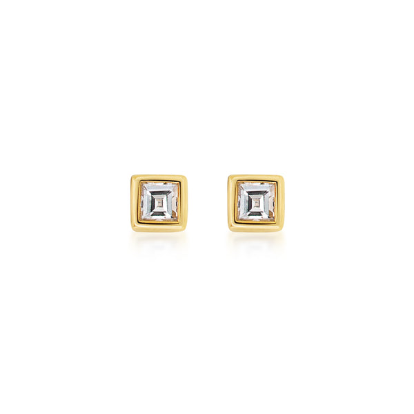 Mini Carre Ribbon Set Diamond Studs