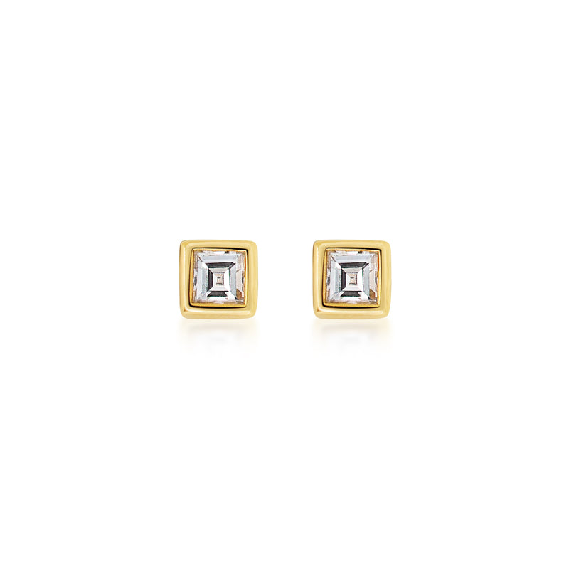 Mini Carre Ribbon Set Diamond Studs