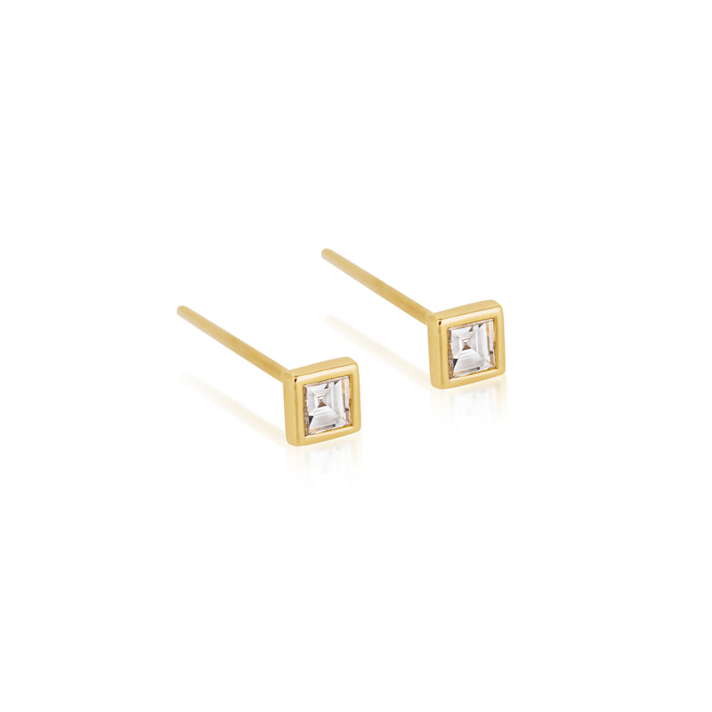 Mini Carre Ribbon Set Diamond Studs