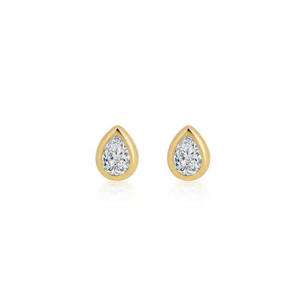 Mini Pear Ribbon Set Diamond Studs