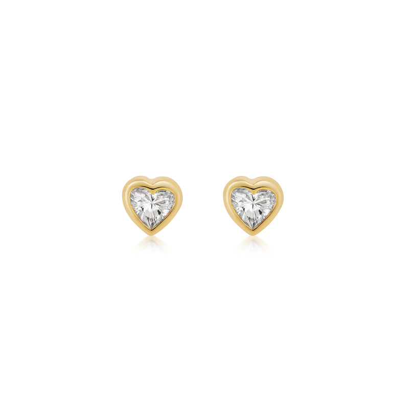 Mini Heart Ribbon Set Diamond Studs