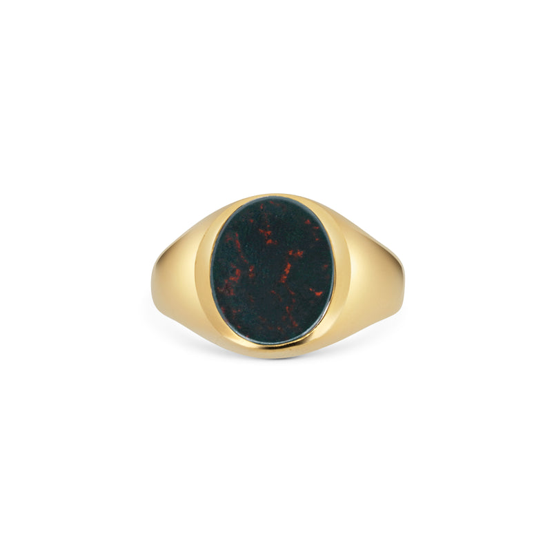 Bloodstone Oval Signet Ring