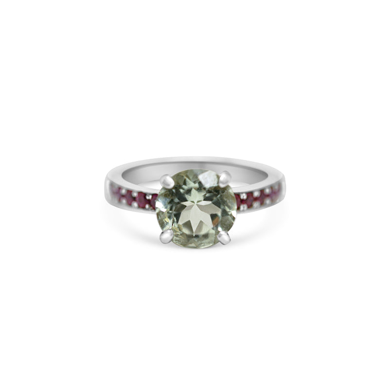 Green Beryl & Ruby Ring