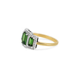 Tsavorite Trilogy with Diamond Halo Ring