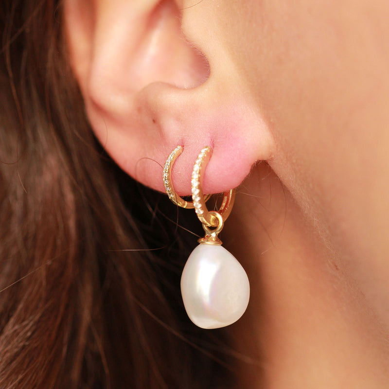 Keshi Pearl Drops & Huggie Hoops