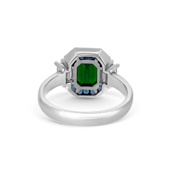One-Of-A-Kind Tsavorite & Sapphire Halo Ring