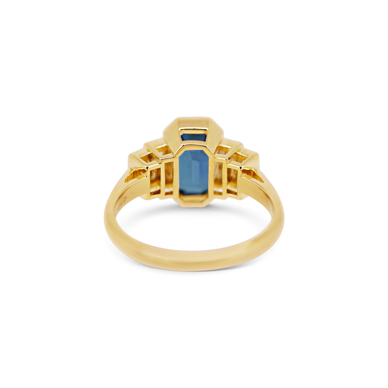 Cornflower Blue Sapphire and Baguette Diamond Ring