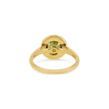 Green Sapphire & Diamond Halo Ring