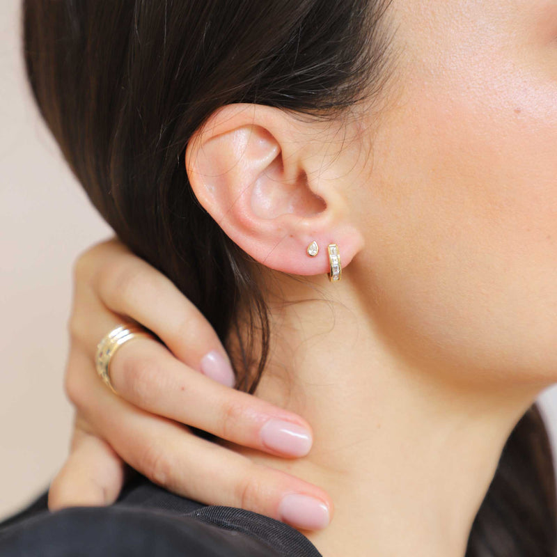 Mini Pear Diamond Studs