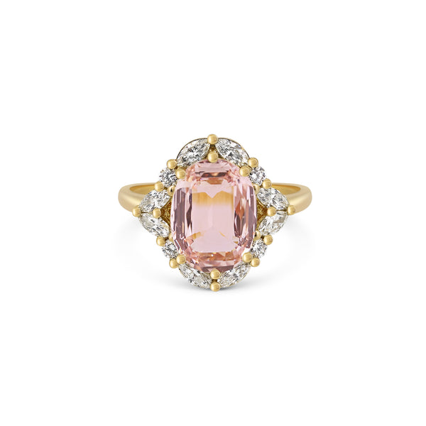 Pink Sapphire and Diamond Cluster Ring
