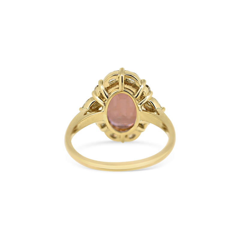 Pink Sapphire and Diamond Cluster Ring