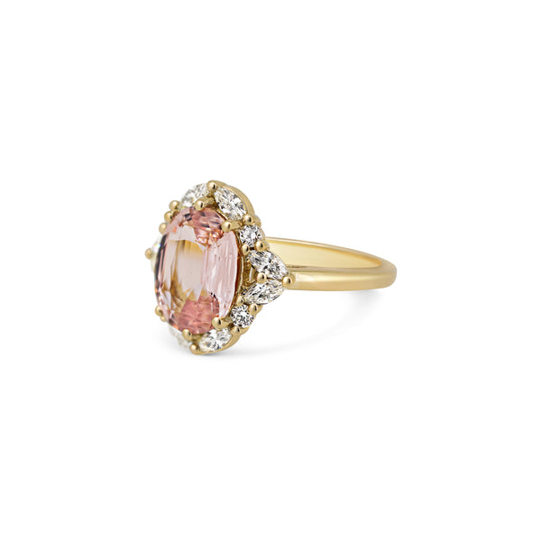 Pink Sapphire and Diamond Cluster Ring