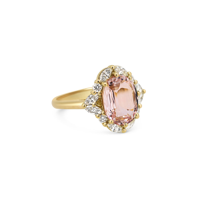 Pink Sapphire and Diamond Cluster Ring