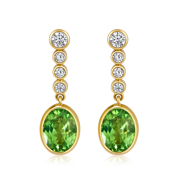 Mint Tsavorite and Diamond Drop Earrings