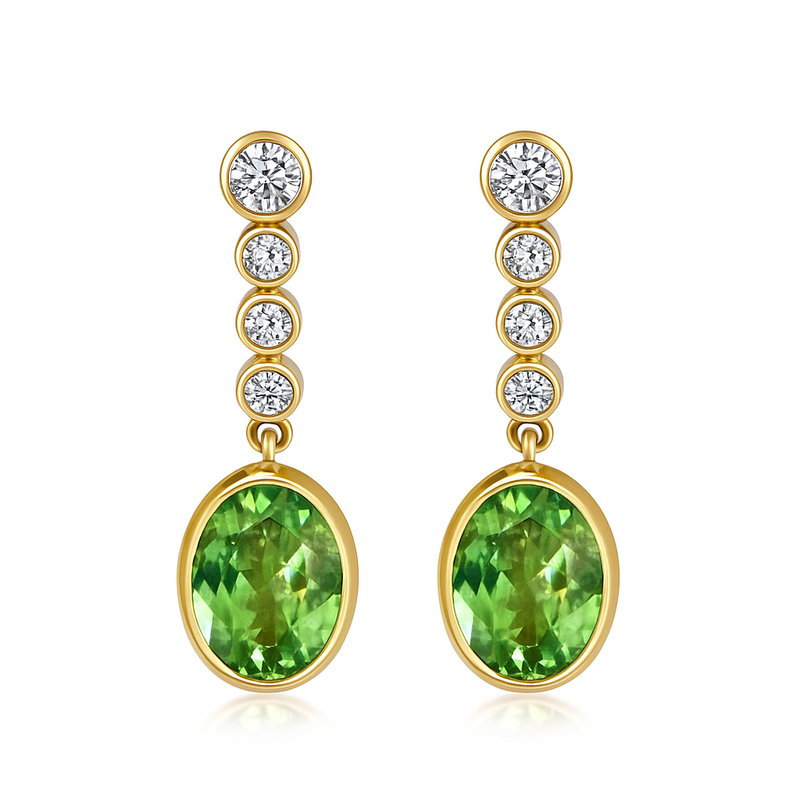 Mint Tsavorite and Diamond Drop Earrings